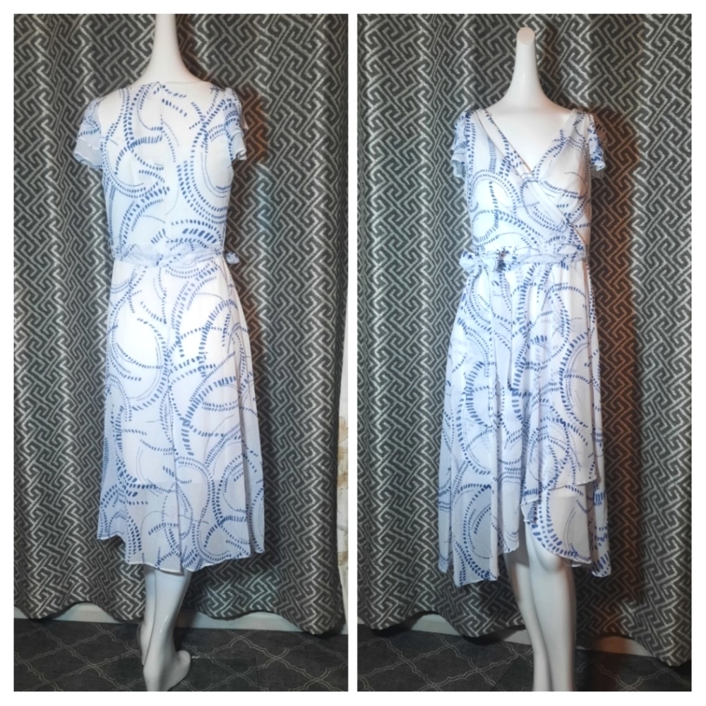 DKNY NWT Fit & Flare Faux Wrap Midi Size 2